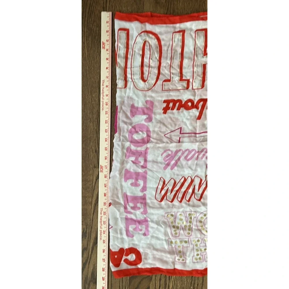 Kate Spade New York Brighton Beach Phrases Scarf Multicolor Viscose 30x80 Fringe
